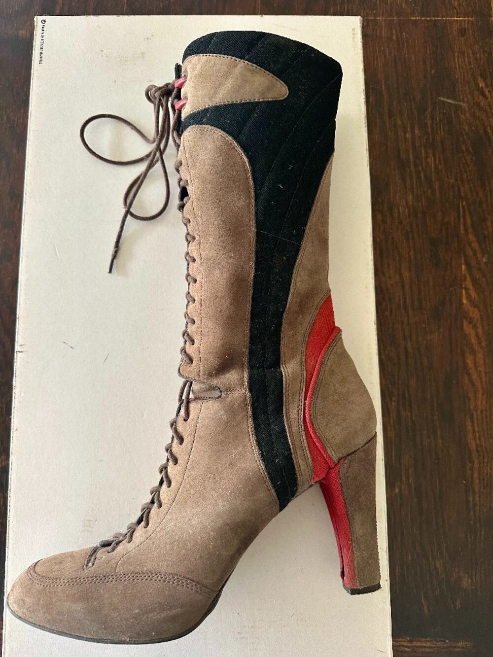 Vintage Cole Haan G Series Lace-Up Suede Colorblock Boots - Size 10